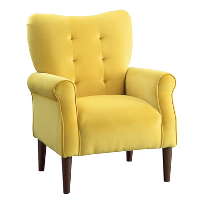 Homelegance Kyrie Accent Chair in Yellow Velvet with Tufted Back 1046YW-1