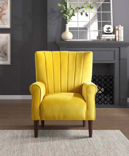 Homelegance Urielle Accent Chair in Yellow Velvet with Channel Tufted Back 1047YW-1