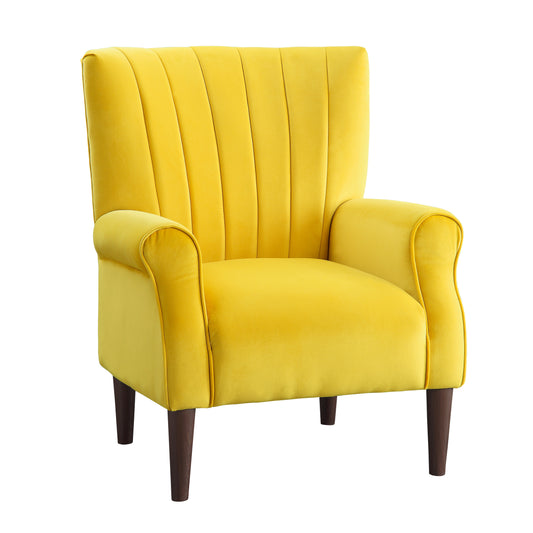 Homelegance Urielle Accent Chair in Yellow Velvet with Channel Tufted Back 1047YW-1