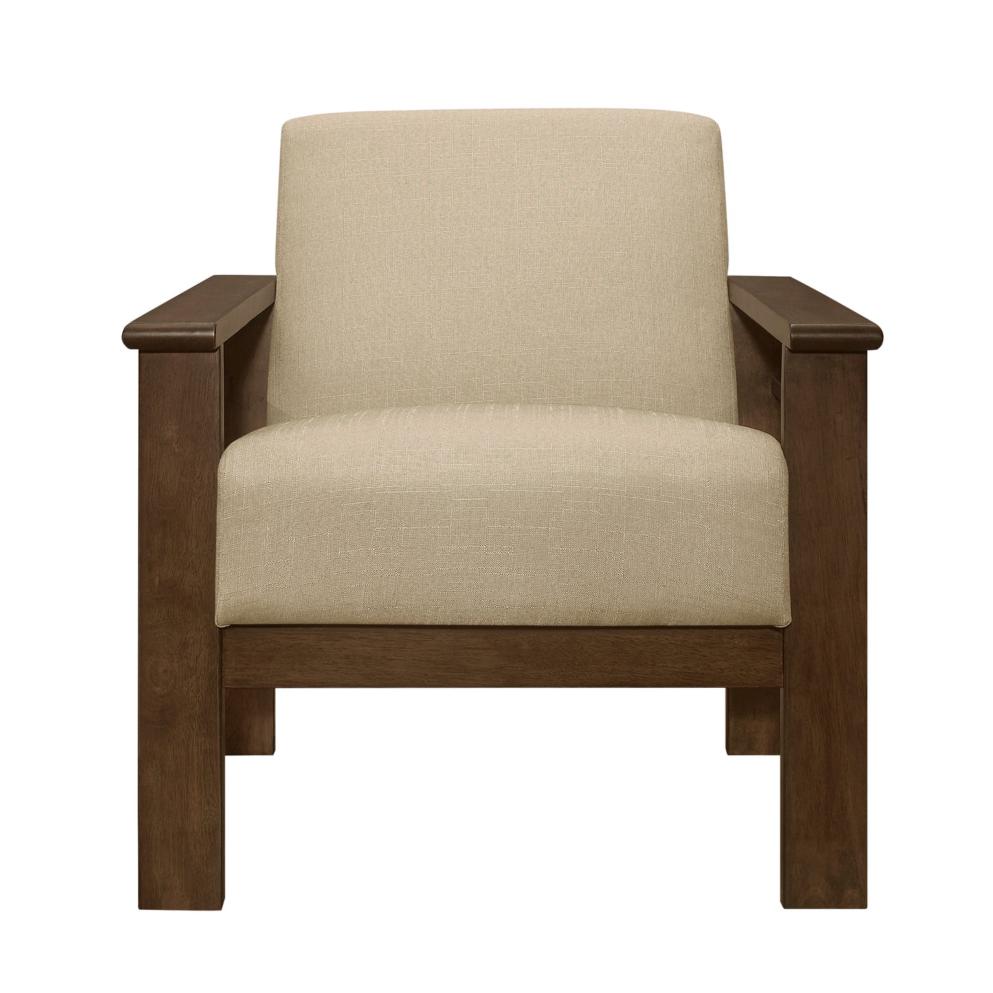 Homelegance Accent Chair with Storage Arms in Light Brown Textured Fabric 1048BR-1