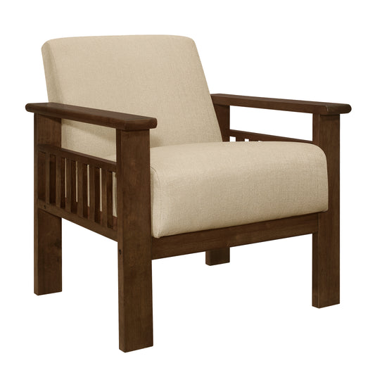 Homelegance Accent Chair with Storage Arms in Light Brown Textured Fabric 1048BR-1