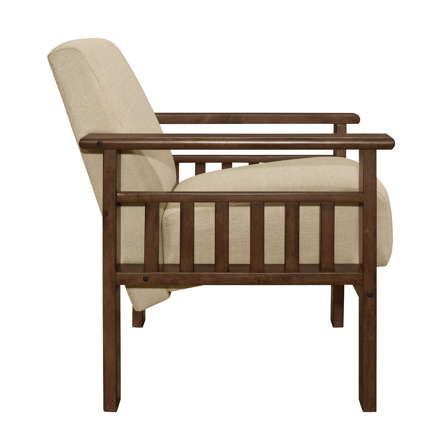 Homelegance Accent Chair with Storage Arms in Light Brown Textured Fabric 1048BR-1