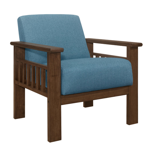 Homelegance Helena Accent Chair with Storage Arms in Blue Textured Fabric 1048BU-1