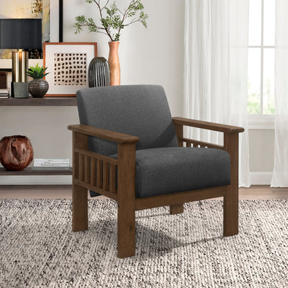 Homelegance Accent Chair with Storage Arms in Dark Gray Textured Fabric 1048DG-1