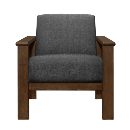 Homelegance Accent Chair with Storage Arms in Dark Gray Textured Fabric 1048DG-1