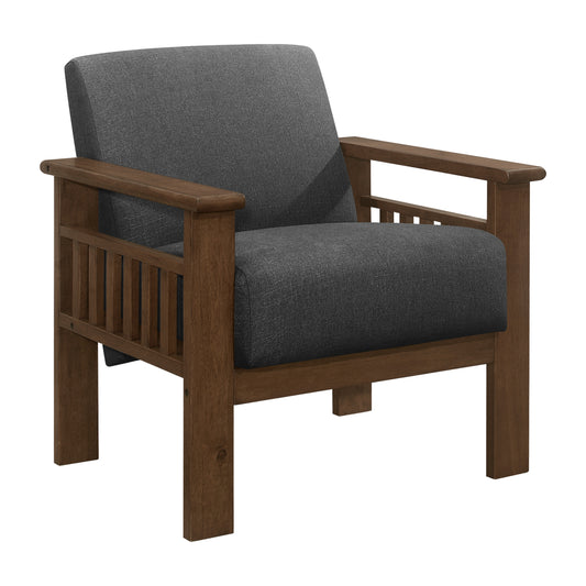 Homelegance Accent Chair with Storage Arms in Dark Gray Textured Fabric 1048DG-1