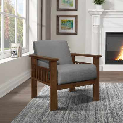 Homelegance Accent Chair with Storage Arms in Gray Textured Fabric 1048GY-1