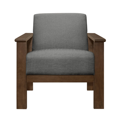 Homelegance Accent Chair with Storage Arms in Gray Textured Fabric 1048GY-1