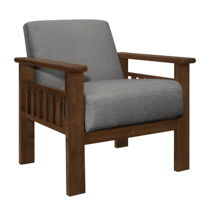 Homelegance Accent Chair with Storage Arms in Gray Textured Fabric 1048GY-1