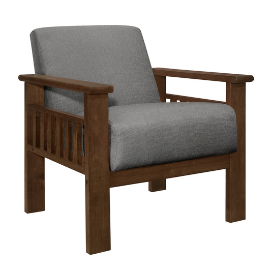 Homelegance Accent Chair with Storage Arms in Gray Textured Fabric 1048GY-1