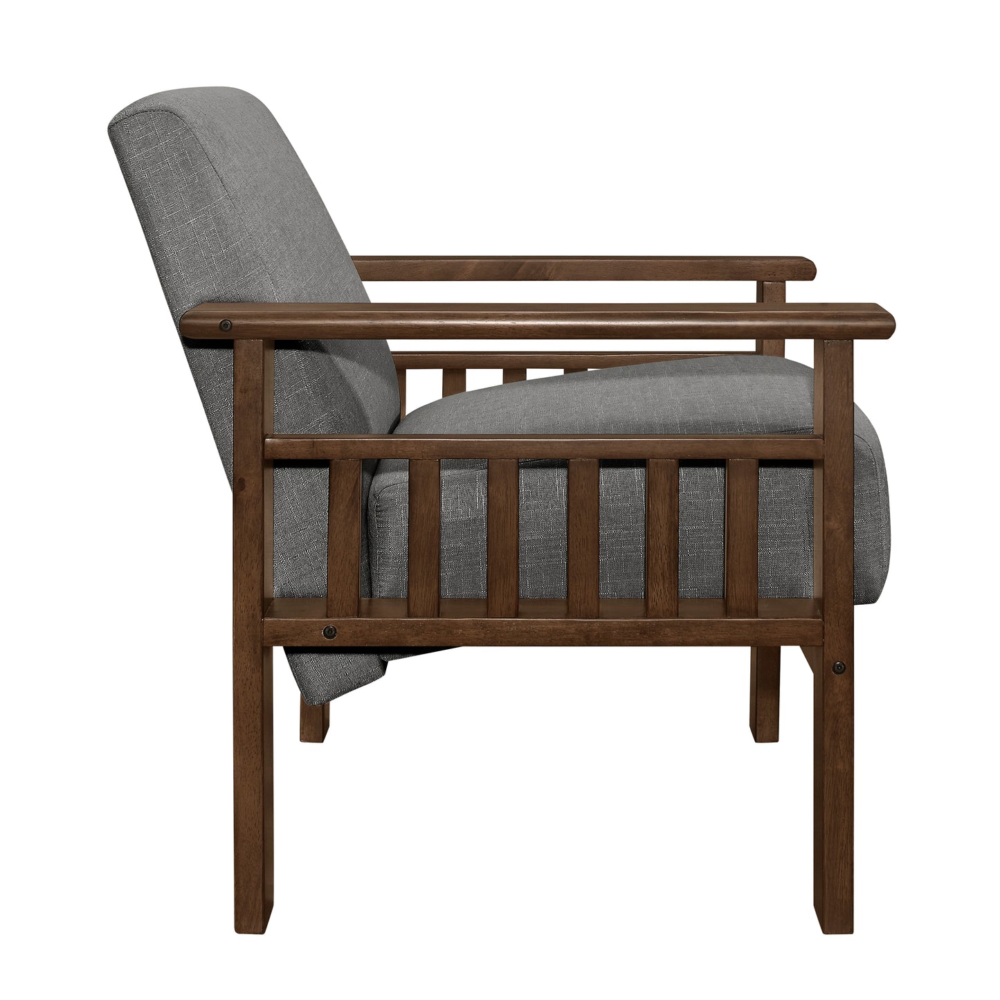 Homelegance Accent Chair with Storage Arms in Gray Textured Fabric 1048GY-1