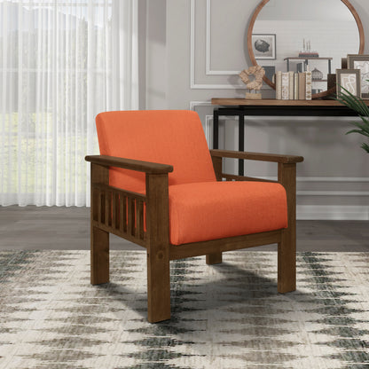 Homelegance Accent Chair with Storage Arms in Textured Orange Fabric 1048RN-1