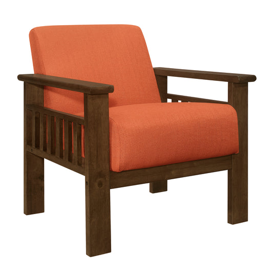 Homelegance Accent Chair with Storage Arms in Textured Orange Fabric 1048RN-1