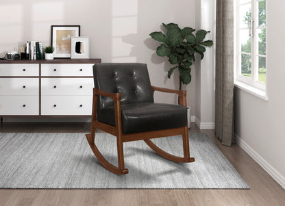 Homelegance Auden Rocking Chair Dark Brown Faux Leather 1049DB-1