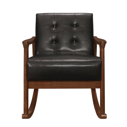 Homelegance Auden Rocking Chair Dark Brown Faux Leather 1049DB-1