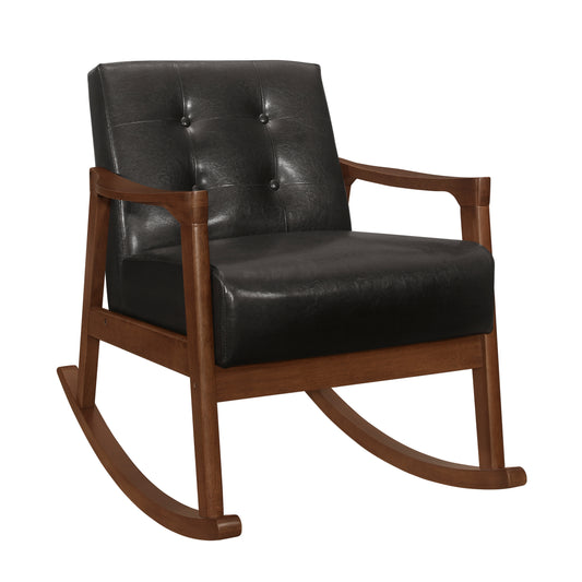 Homelegance Auden Rocking Chair Dark Brown Faux Leather 1049DB-1
