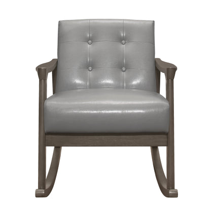 Homelegance Auden Rocking Chair in Light Gray Faux Leather 1049GY-1