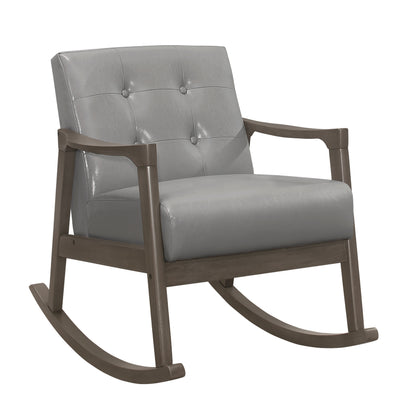 Homelegance Auden Rocking Chair in Light Gray Faux Leather 1049GY-1