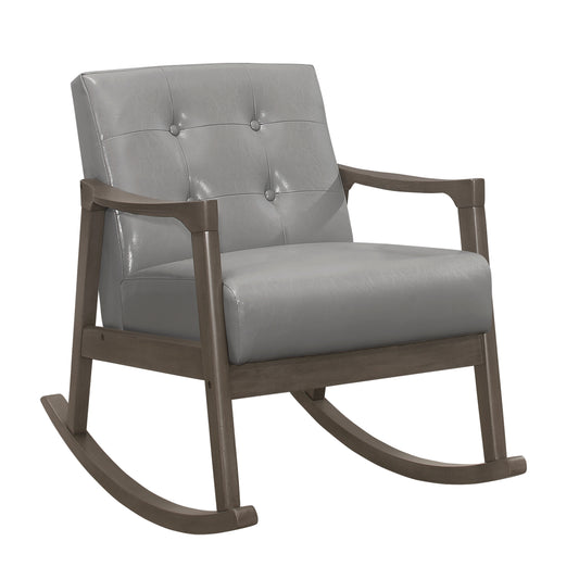 Homelegance Auden Rocking Chair in Light Gray Faux Leather 1049GY-1