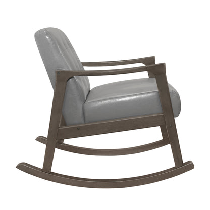 Homelegance Auden Rocking Chair in Light Gray Faux Leather 1049GY-1