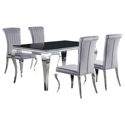 Carone 5-piece 61" Rectangular Black Glass Dining Set Grey