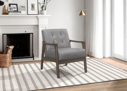 Homelegance Alby Accent Chair in Light Gray Faux Leather 1050GY-1