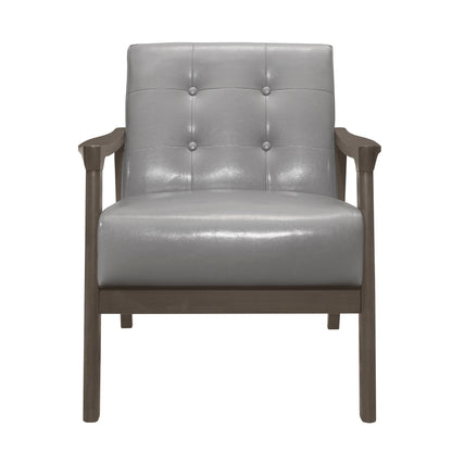 Homelegance Alby Accent Chair in Light Gray Faux Leather 1050GY-1