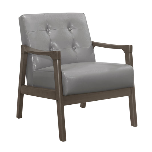 Homelegance Alby Accent Chair in Light Gray Faux Leather 1050GY-1