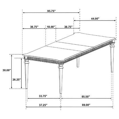 Evangeline 96-inch Extension Leaf Dining Table Silver Oak