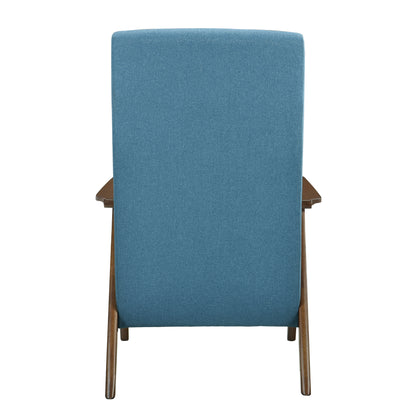 Homelegance Kalmar Accent Chair in Textured Blue Fabric with Walnut Finish 1077BU-1
