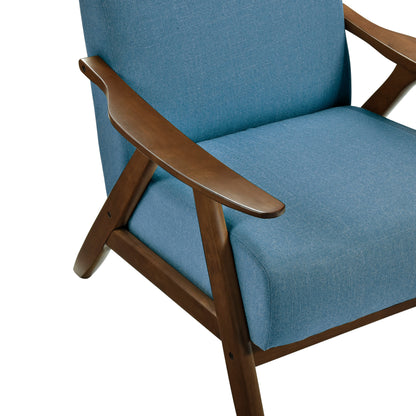 Homelegance Kalmar Accent Chair in Textured Blue Fabric with Walnut Finish 1077BU-1