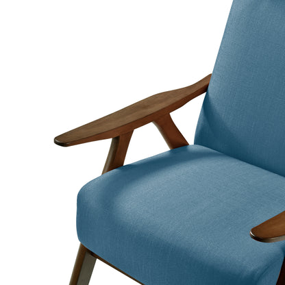 Homelegance Kalmar Accent Chair in Textured Blue Fabric with Walnut Finish 1077BU-1