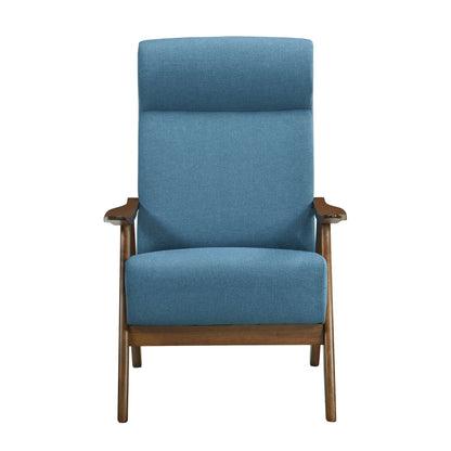 Homelegance Kalmar Accent Chair in Textured Blue Fabric with Walnut Finish 1077BU-1