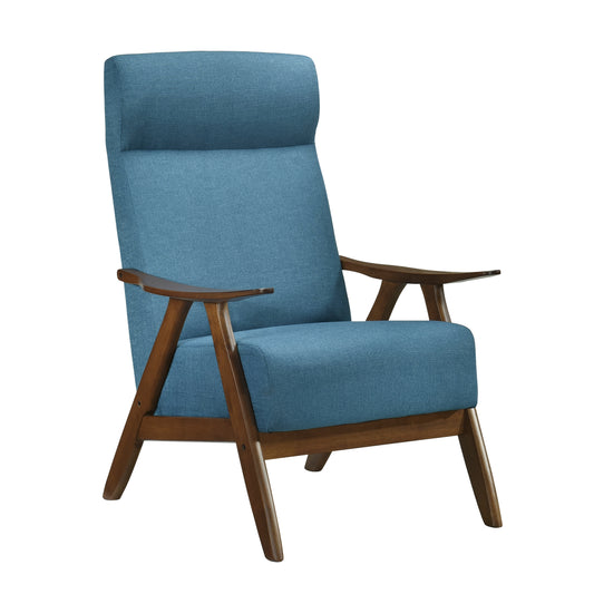Homelegance Kalmar Accent Chair in Textured Blue Fabric with Walnut Finish 1077BU-1