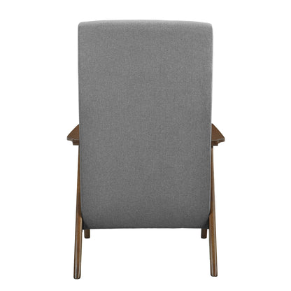 Homelegance Kalmar Accent Chair in Textured Gray Fabric with Walnut Finish 1077GY-1