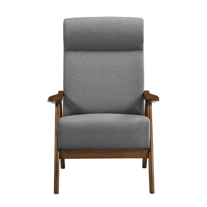 Homelegance Kalmar Accent Chair in Textured Gray Fabric with Walnut Finish 1077GY-1