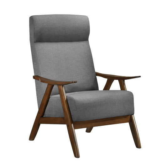 Homelegance Kalmar Accent Chair in Textured Gray Fabric with Walnut Finish 1077GY-1
