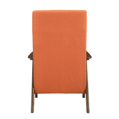 Homelegance Kalmar Accent Chair in Textured Orange Fabric with Walnut Finish 1077RN-1