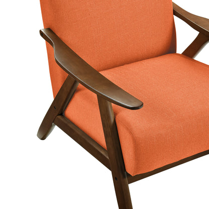 Homelegance Kalmar Accent Chair in Textured Orange Fabric with Walnut Finish 1077RN-1