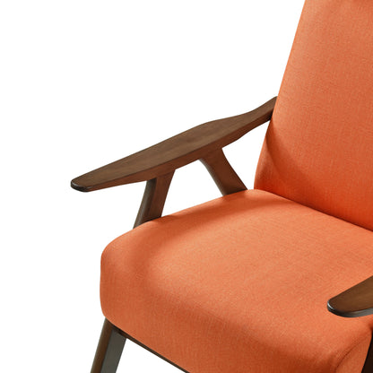 Homelegance Kalmar Accent Chair in Textured Orange Fabric with Walnut Finish 1077RN-1