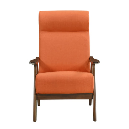 Homelegance Kalmar Accent Chair in Textured Orange Fabric with Walnut Finish 1077RN-1