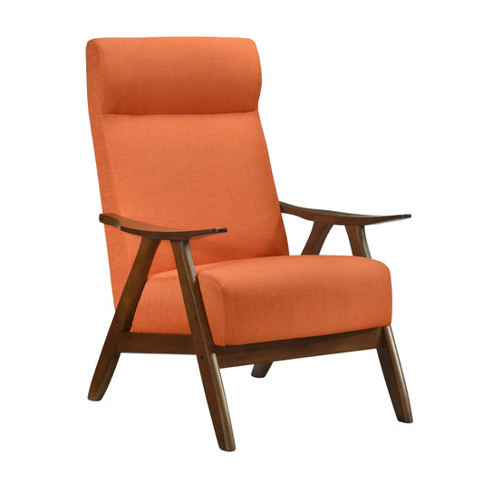 Homelegance Kalmar Accent Chair in Textured Orange Fabric with Walnut Finish 1077RN-1