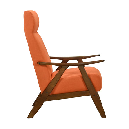 Homelegance Kalmar Accent Chair in Textured Orange Fabric with Walnut Finish 1077RN-1