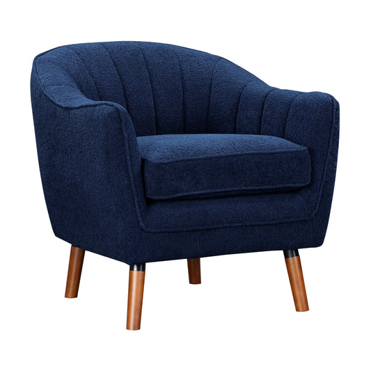 Homelegance Cutler Accent Chair in Textured Blue Fabric with Solid Wood Legs 1081BU-1