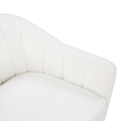 Homelegance Cutler Accent Chair in Textured White Fabric with Brown Legs 1081WH-1