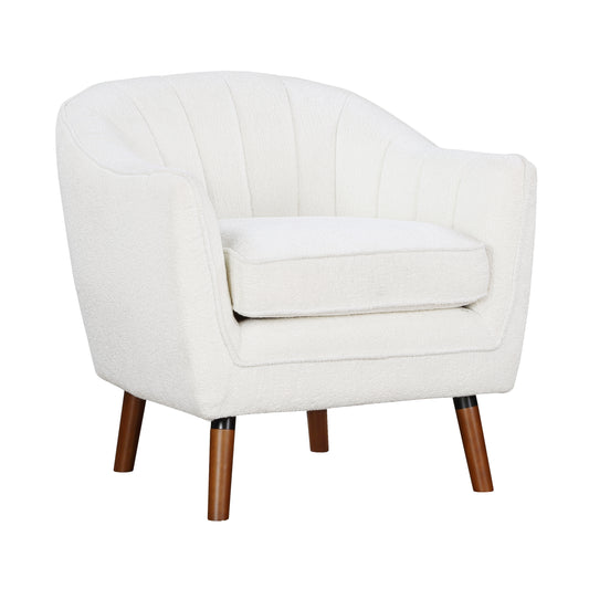 Homelegance Cutler Accent Chair in Textured White Fabric with Brown Legs 1081WH-1