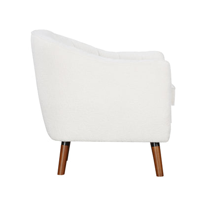 Homelegance Cutler Accent Chair in Textured White Fabric with Brown Legs 1081WH-1