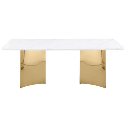 Tevlin Rectangular 79-inch Marble Top Dining Table White