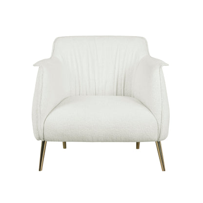 Homelegance Rachael Accent Chair in White Boucle with Gold Metal Legs 1085F1S