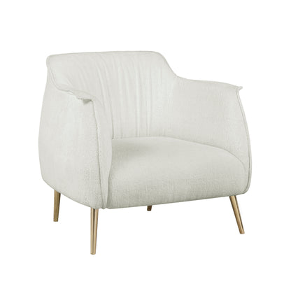 Homelegance Rachael Accent Chair in White Boucle with Gold Metal Legs 1085F1S